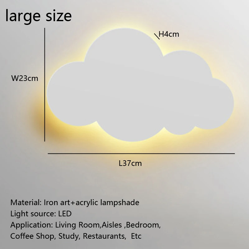 Lámpara de pared de nube con personalidad creativa para niña y niño, lámpara de noche para dormitorio, estudio de dibujos animados, lámpara de pared decorativa, lámpara artística para habitación de niños