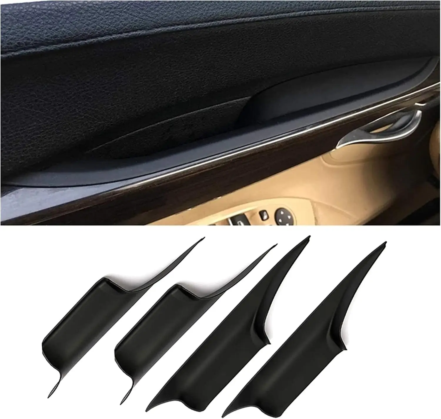 Front/Rear Side Black Inner Door Panel Handle Pull Trim Cover FOR BMW 7 Series F01 F02 2008-2015 51419115502 51419115501