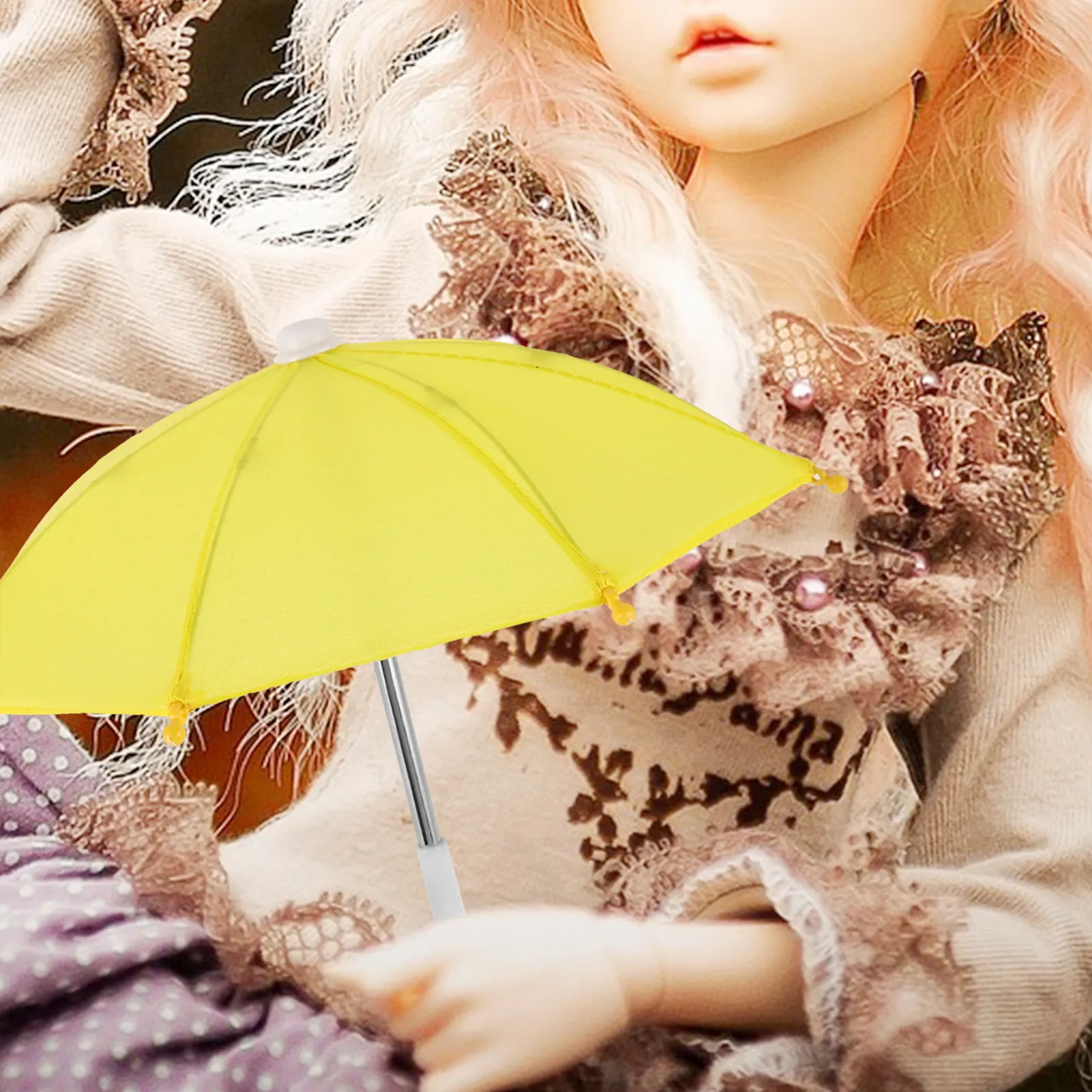2Pcs Mini Umbrella for Tiny House Decor Dollhouse Miniature Scene Accessory Vivid Exquisite Realistic Rain Umbrella Ornament