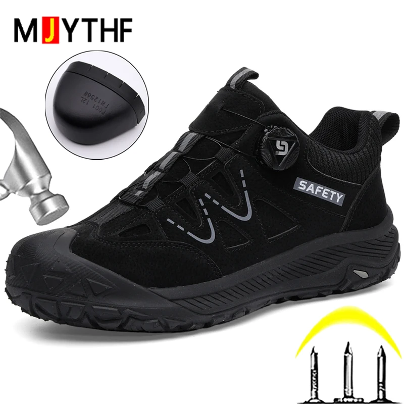 Rotating Button Indestructible Shoes Work Boots Men Work Sneakers Puncture-Proof Safety Shoes Men Protection Shoes Security Boot