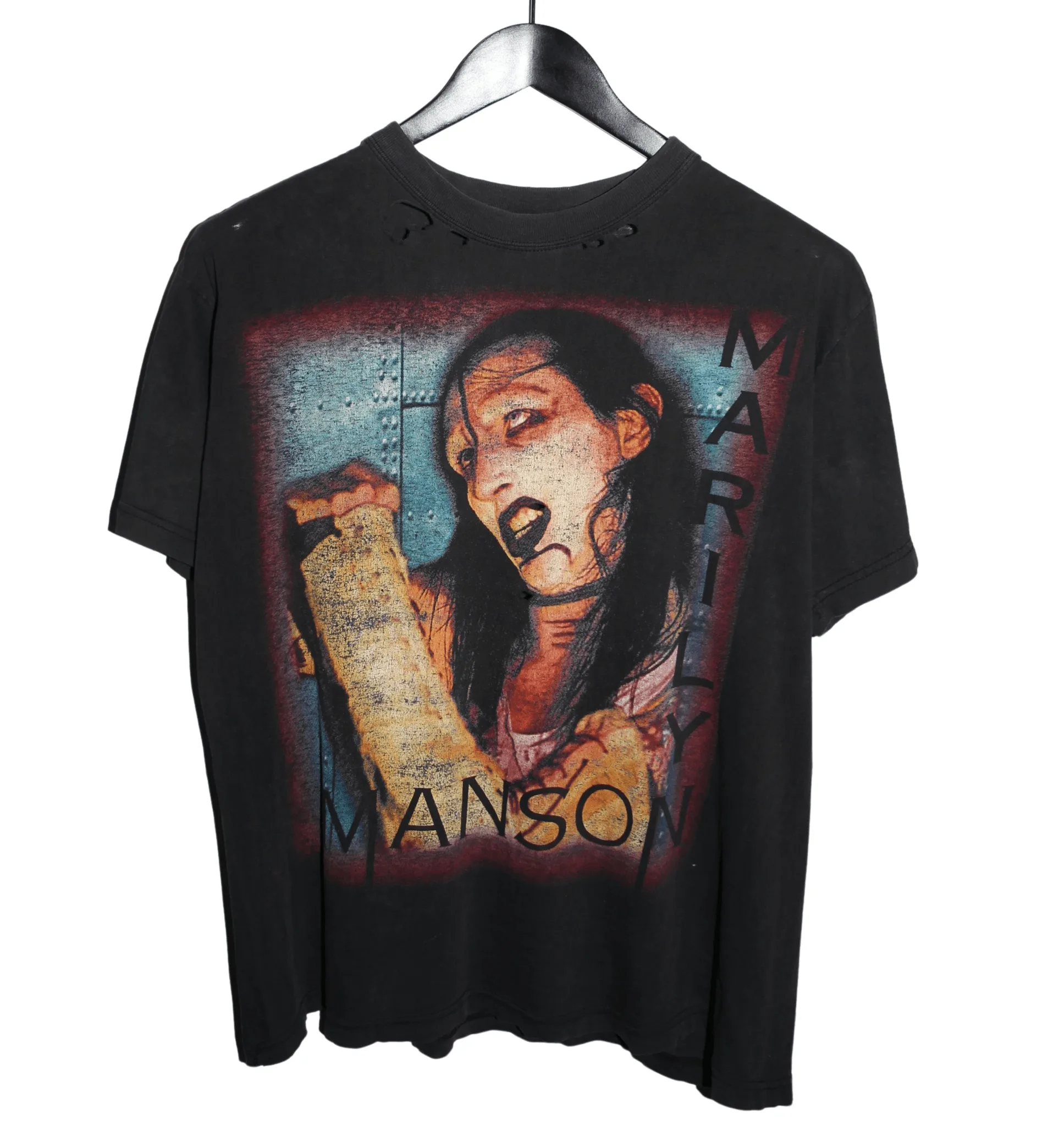 Marilyn Manson 90er Jahre Europäische Industrial Metal Band Grafik T-Shirt Baumwolle Herren Damen Streetwear Tee – Detail 3