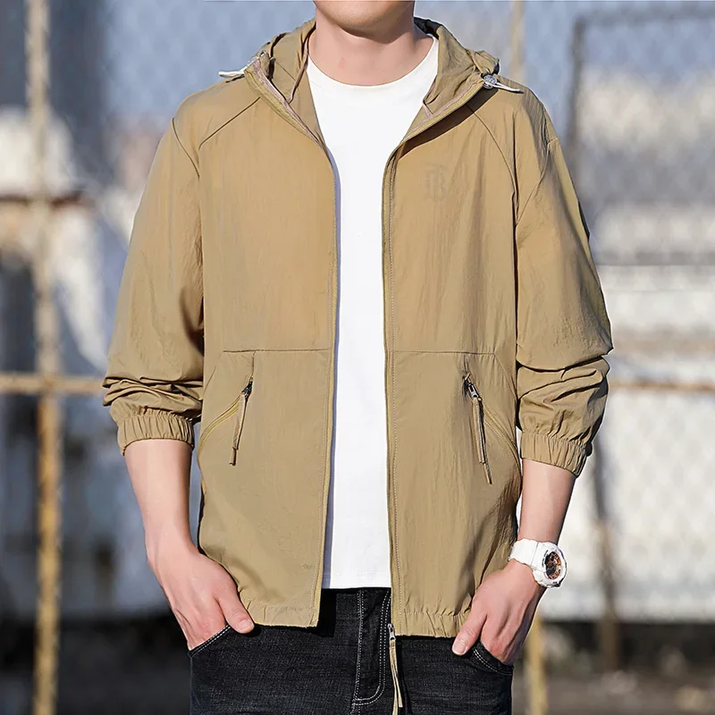 UPF50+ Men's Sunscreen Clothing 2024 Summer Outdoor UV Protection Bike Riding Hooded Coat Simple Fashion Couple Skin Clothes