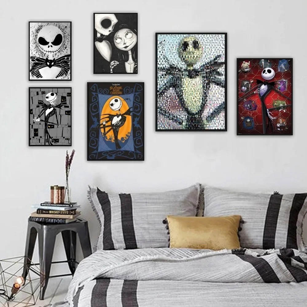 Nightmare Before Christmas Jack And Sally Poster 1PC Cartoon Pop Poster Paper Waterproof HD Sticker Bedroom Entrance Home Living