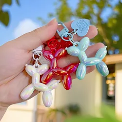 DIY Candy Color Sweet Resin Balloon Dog Keychain For Women Girls Animal Shaped Phone Chain Key Buckle Accessories Bag Pendant