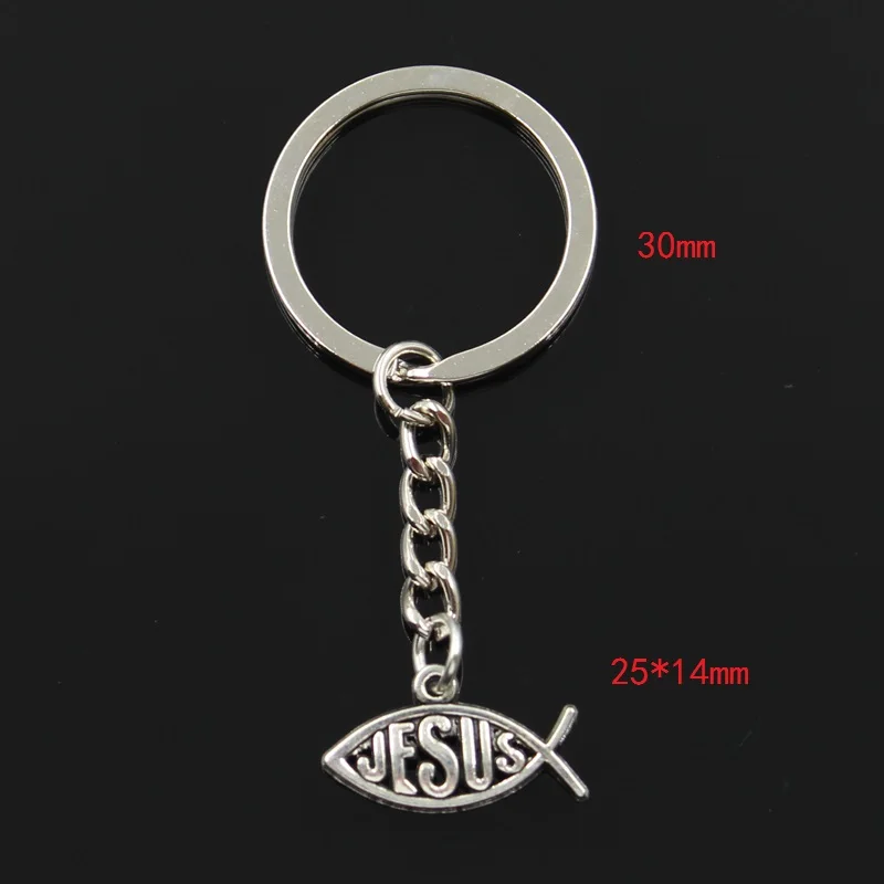 New Fashion Keychain 22x12mm Fish Jesus Pendants DIY Men Jewelry Car Key Chain Ring Holder Souvenir For Gift