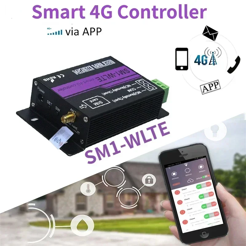 4G GSM One-way Controller Intelligent Power Switch Network APP SMS Call Home Remote Control Automatic Opening of Pump Motor Lock