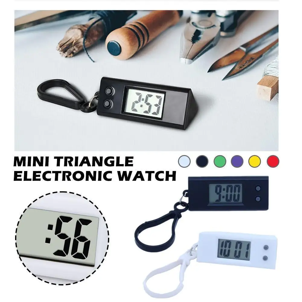 

1pcs Mini Triangle Electronic Watch ABS LCD Digital Portable Exam Study Library Pocket Color Black White Student Clock Q0D6