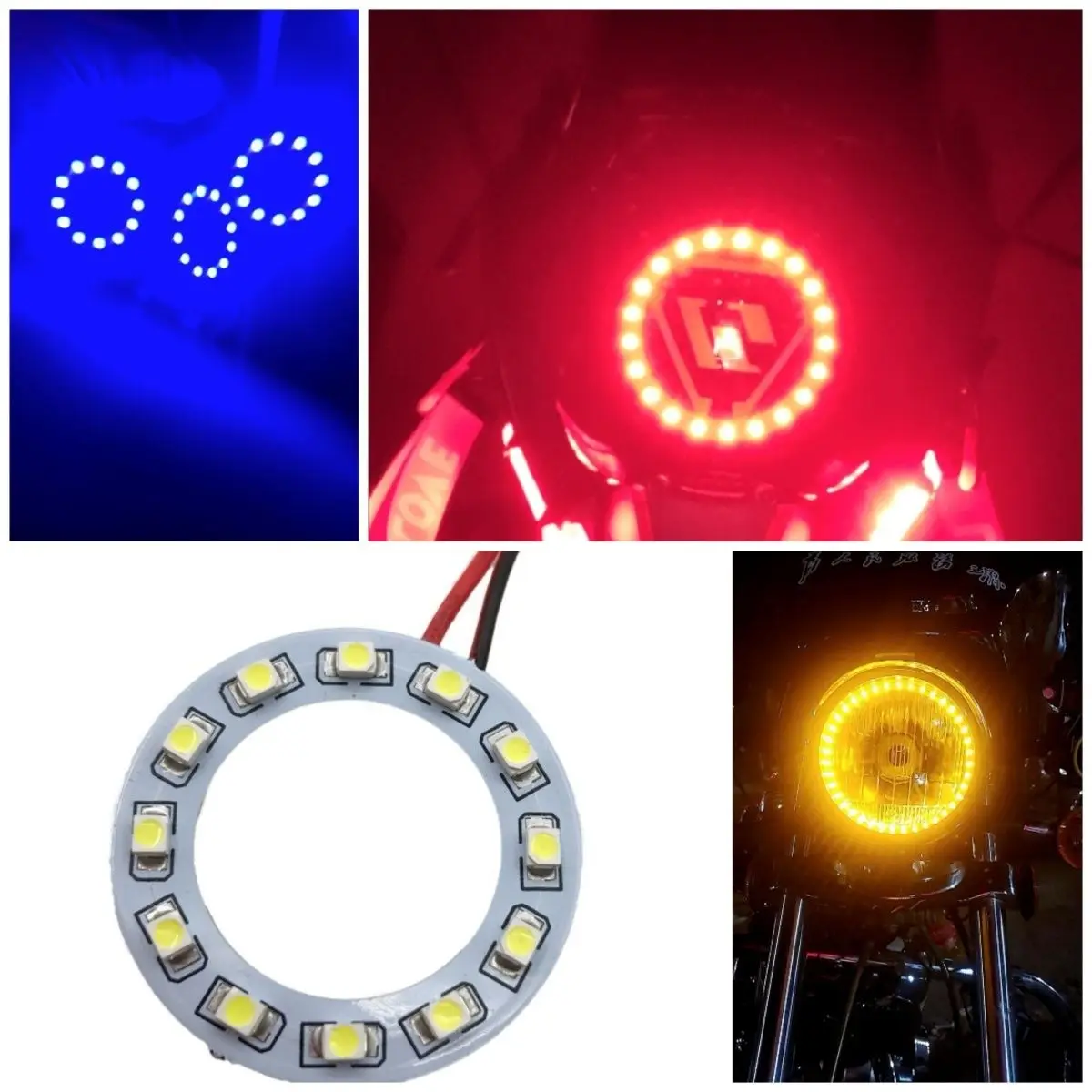 

1PCS 40/60/80/100/120/140/160MM LED Ring Angle Eyes Car Headlight Halo Lights 3528 Led Angle Eyes Bulb Red White Blue 12V DRL