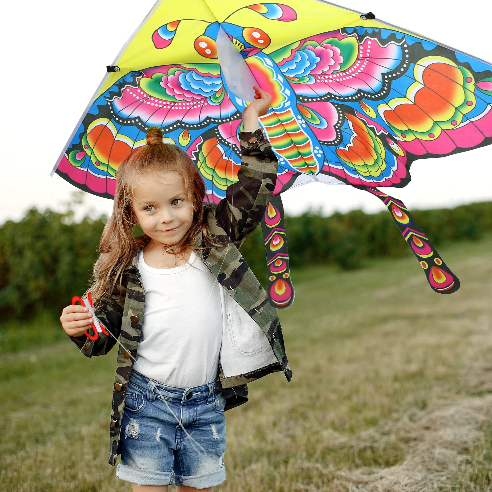 

Rainproof Silk Butterfly Kite 8 Sets Kids Toys Cloth Flying Handle Triangle Design Waterproof Lightweight Outdoor Games