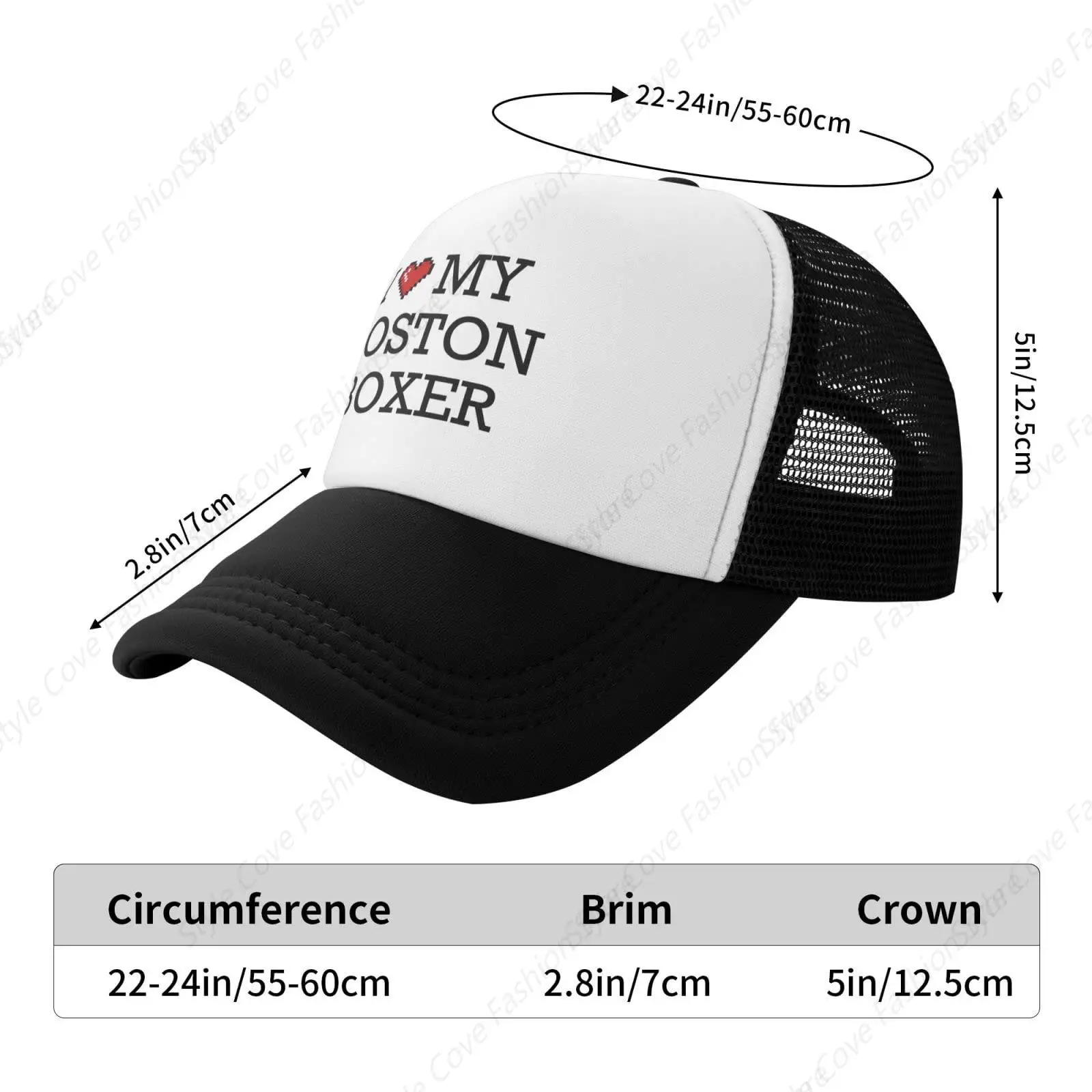 I Love My Boston Boxer Trucker Hats Cool Hats Funny Hat Fashion Baseball Hat Breathable Adult Outdoor Mesh Hat Travelling Cap image 3