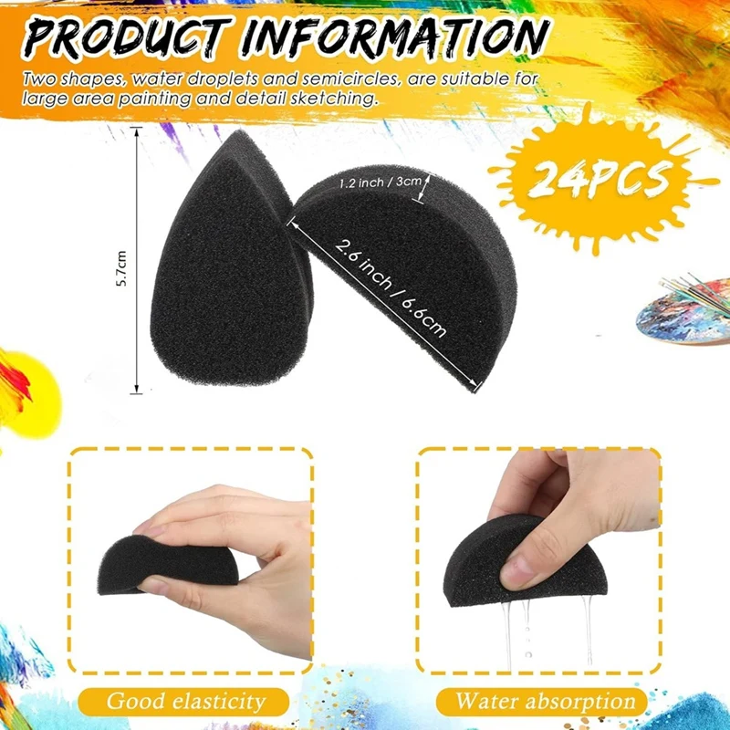 ABPP-24 Uds esponja para pintura facial pétalo ovalado y semicircular esponjas para pintura facial suministros de pintura facial de alta densidad