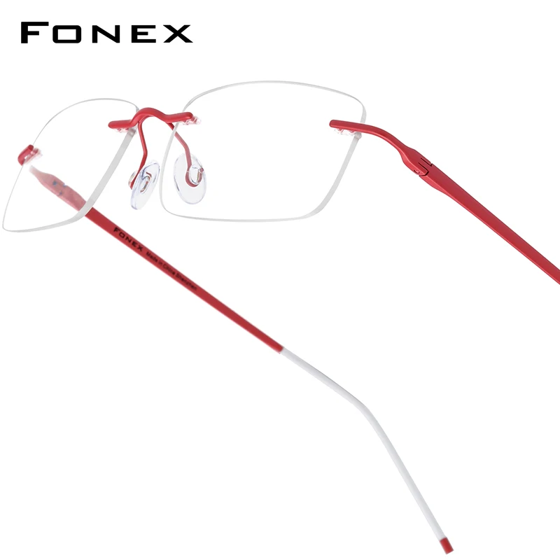 

FONEX Titanium Glasses Frame Men Brand Design Square Rimless Eyeglasses Women Ultralight Japanese Frameless Eyewear 85853