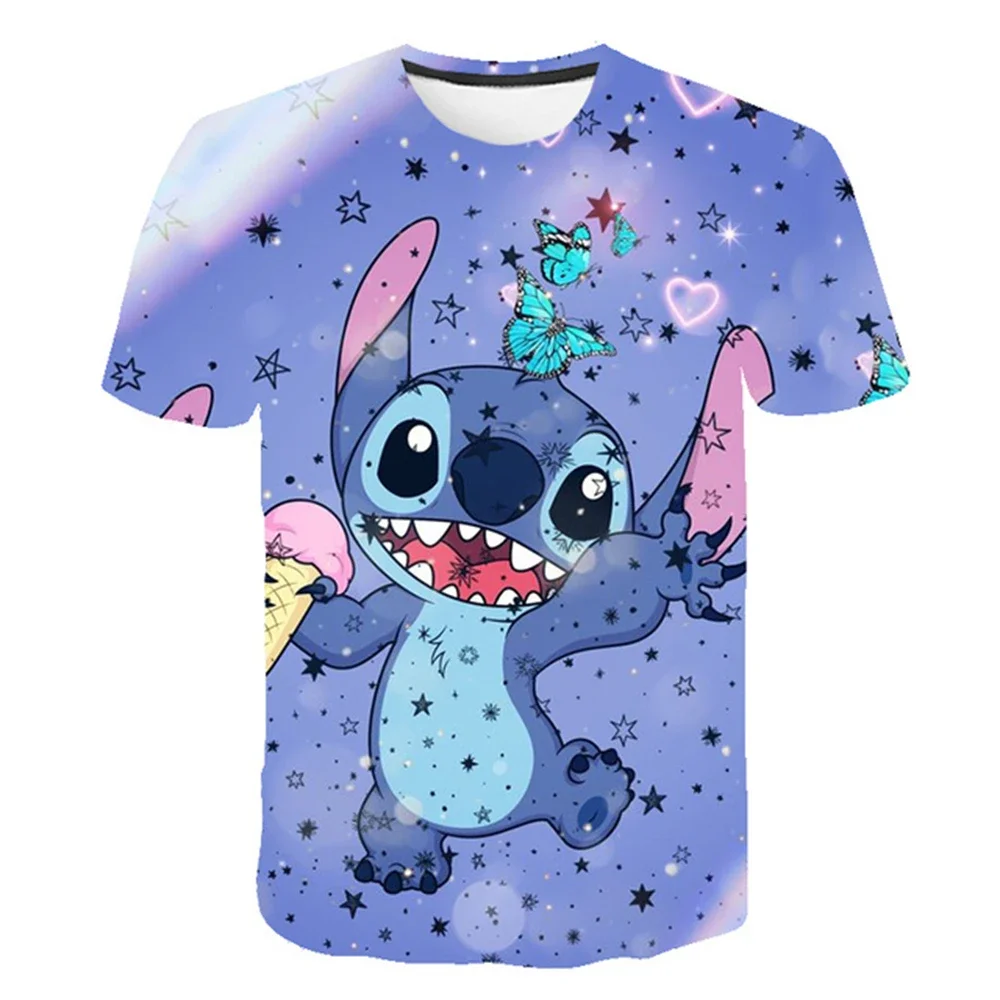 Children Boys Girls Stitch T Shirts Summer Short Sleeve Kids Stich Tops Tees Cartoon Casual Kids Clothes 3-14 Years Old T-Shirts