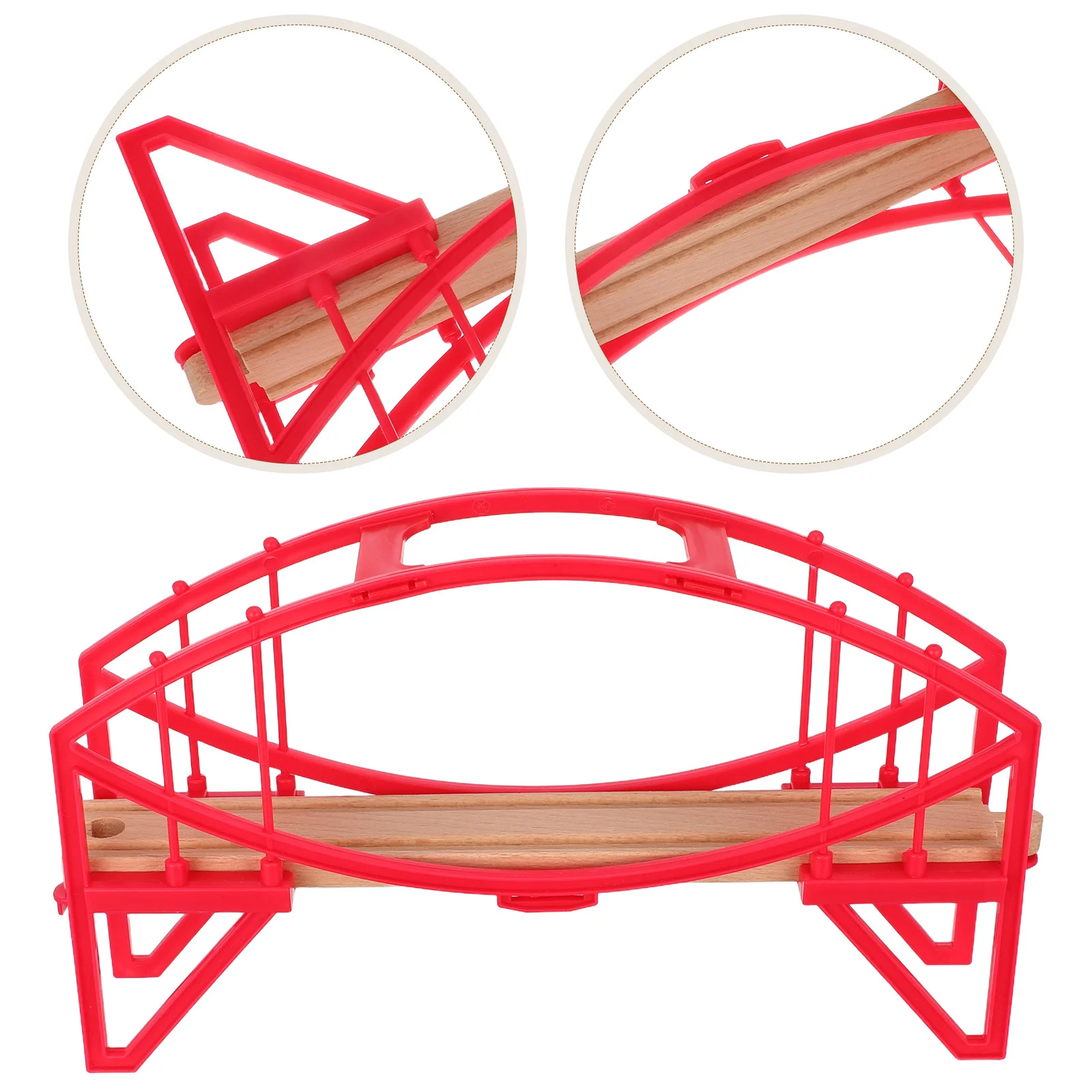 

Red Arch Bridge Track Layout Durable Plastic Wood Base Railway Accessories Diy Train Scene Building Set - Compatible With