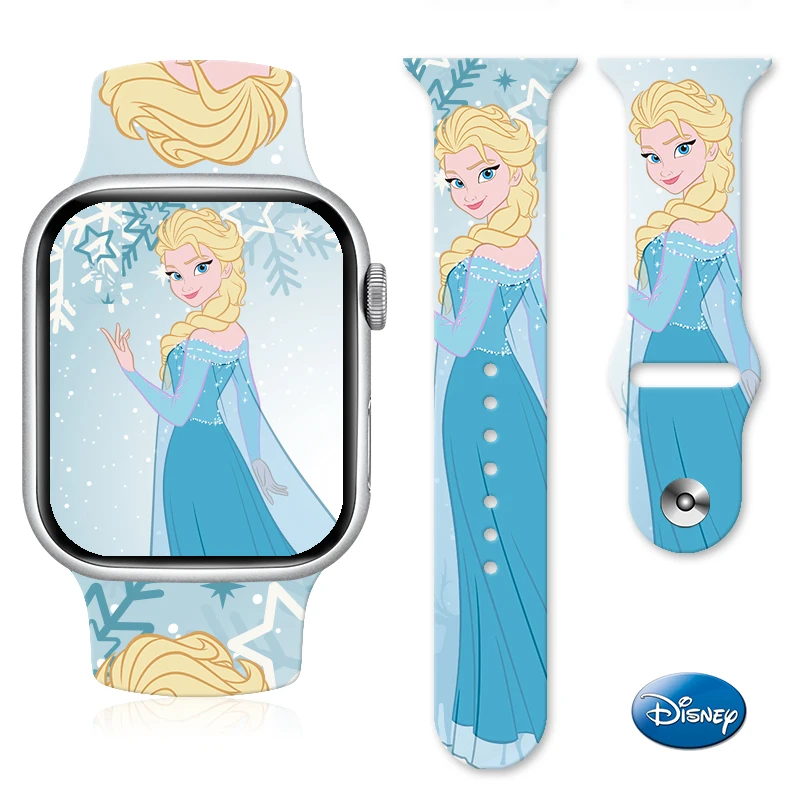 

Disney Frozen Elsa Printed Strap for Apple Watch 11 10 9 Silicone Band Replaceable Bracelet for iWatch 46/44/42/41mm Watchband