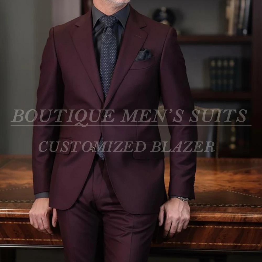 

Solid Color Men's Suits Formal Wedding Slim Fit 2 Piece Jacket Pants Luxury Lining Blazer With Shoulder Pads Fashion Outfits