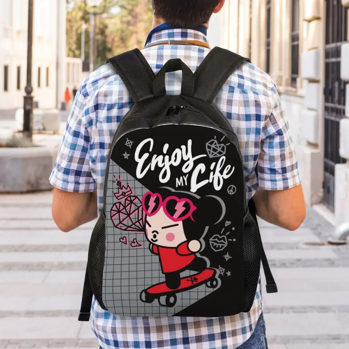 Custom P-Puccaes Anime Backpack for Men Women Waterproof College School Bag Printing Bookbag