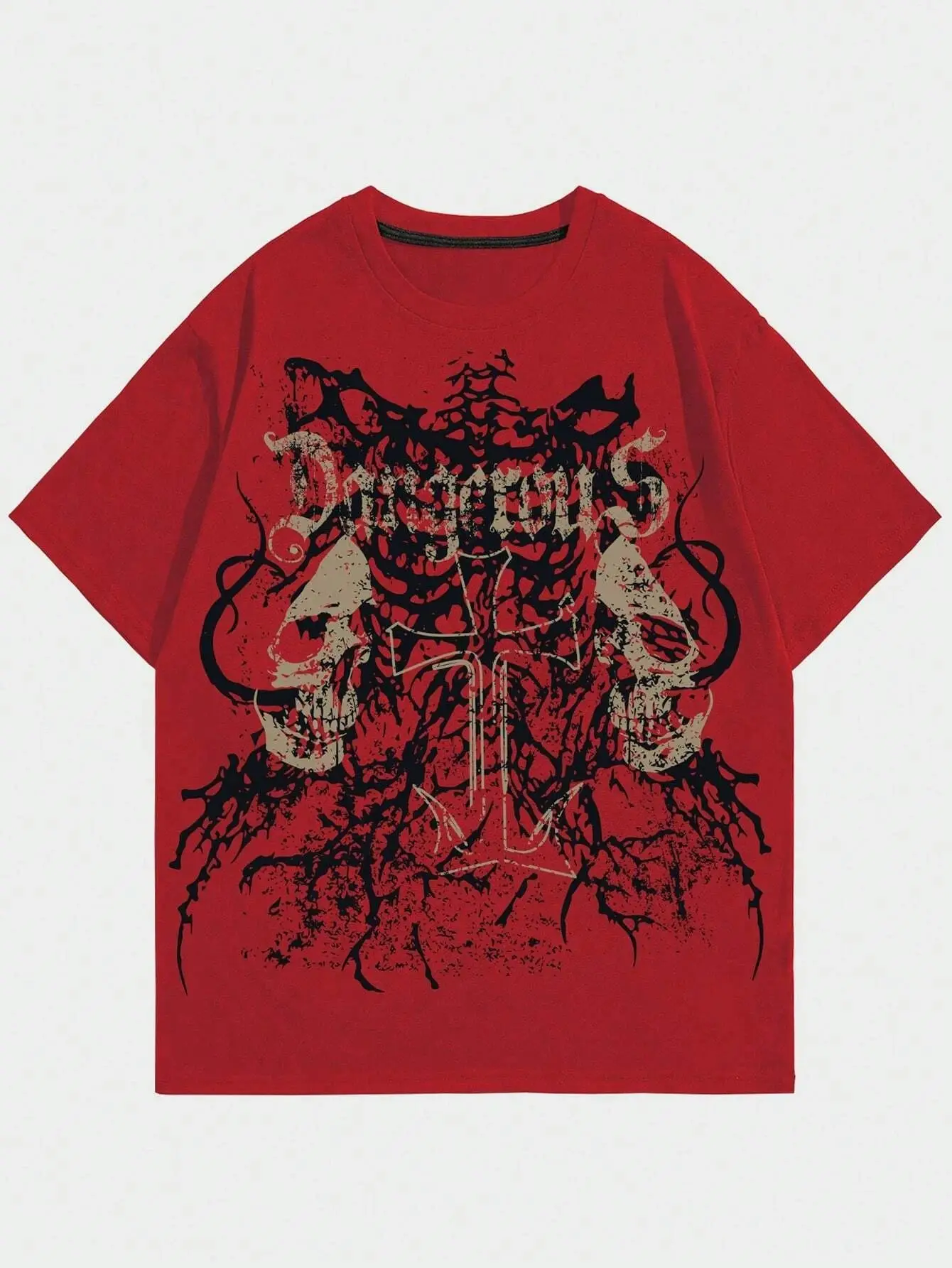 Гранж-панк с принтом черепа унисекс из чистого хлопка, люксовый бренд, летняя горячая распродажа, модная повседневная классическая футболка больших размеров с коротким рукавом