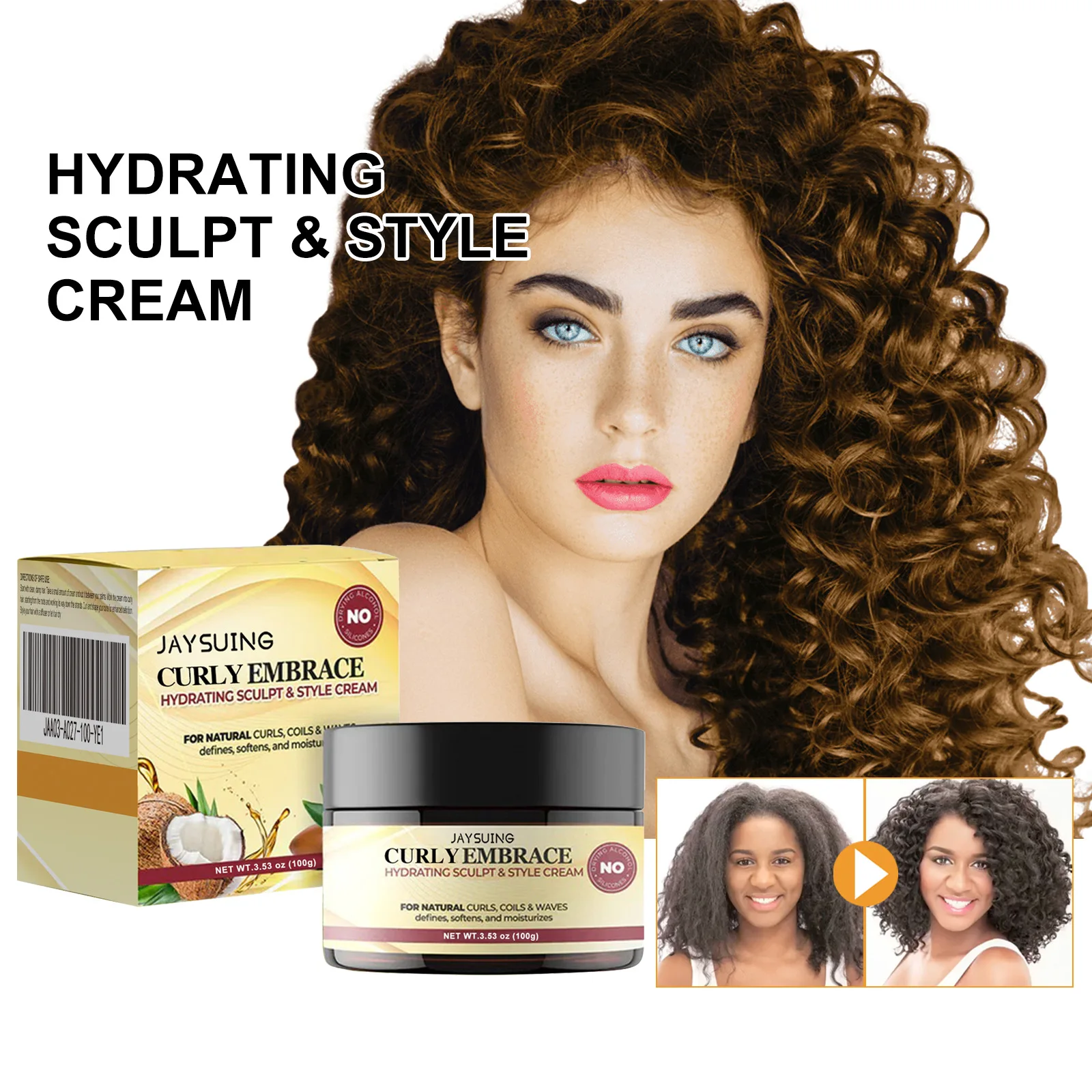

Hair Curling Cream Curly Hair Enhancer Moisturizing Frizzy Styling Wavy Wigs Enhance Smooth Nourishing Curl Boost Defining Cream