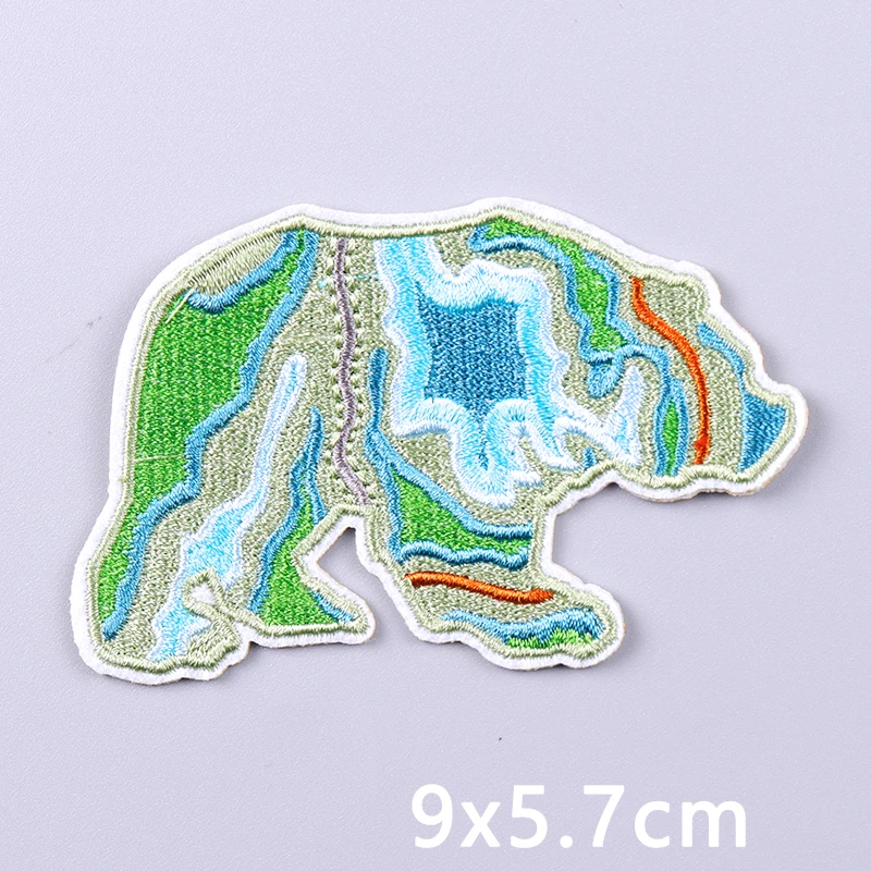 Animal Mountains Applique Embroidered Patches For Clothing Stickers Nature Travel Patch Iron On Patches On Clothes Fusible Patch