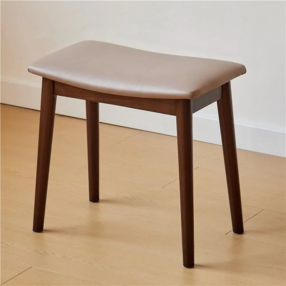 Vanity Stool, Upholstered Piano Stool, Saddle Stool Cushion,Leather Foot Stool,Makeup Chair with Solid Wood Legs,Vanity Stools