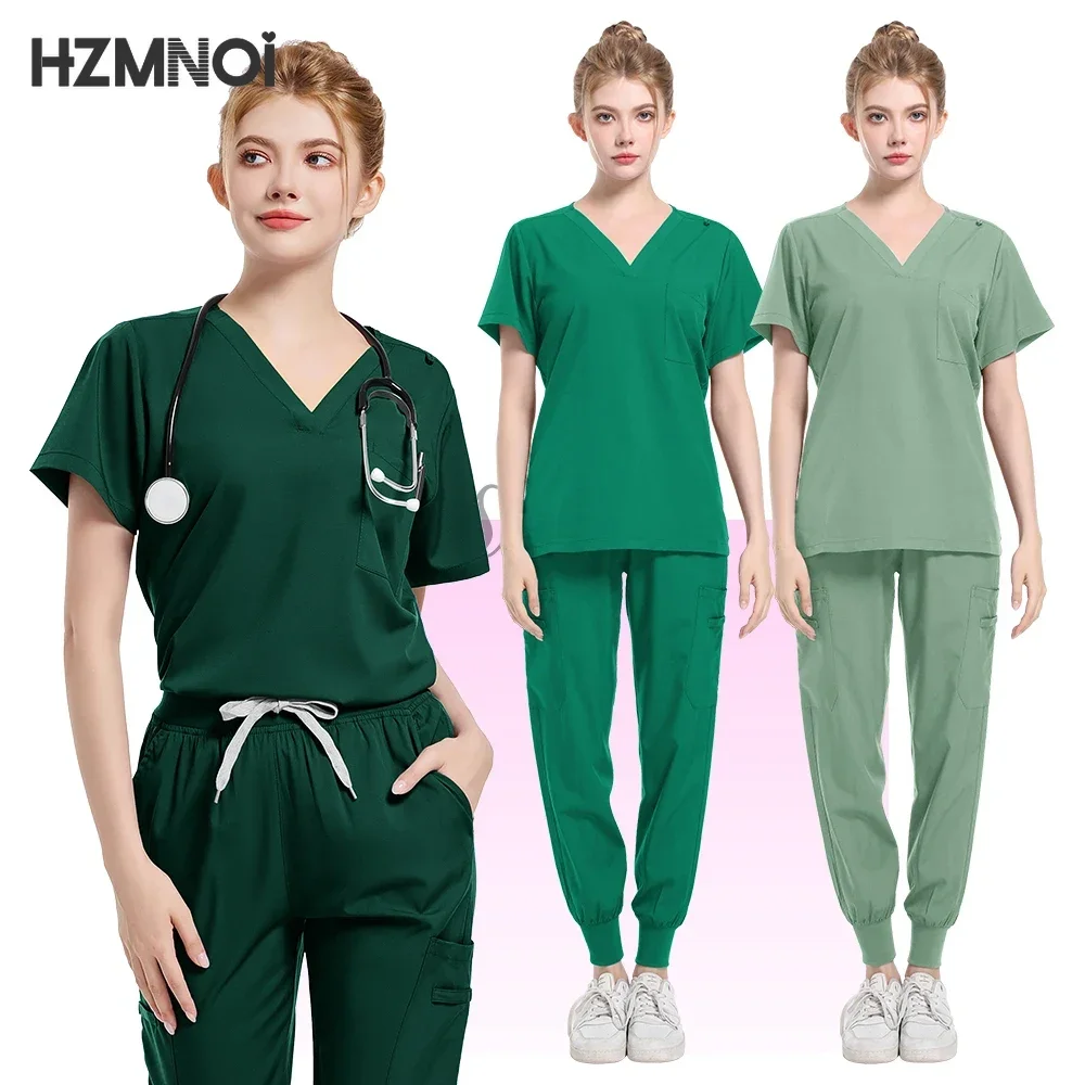 Women Scrubs Suits Surgical Tops Pants Multicolor Workwear Casual Jogger Clothes Hospital Doctor Nurse Uniform Medical Scrub Set