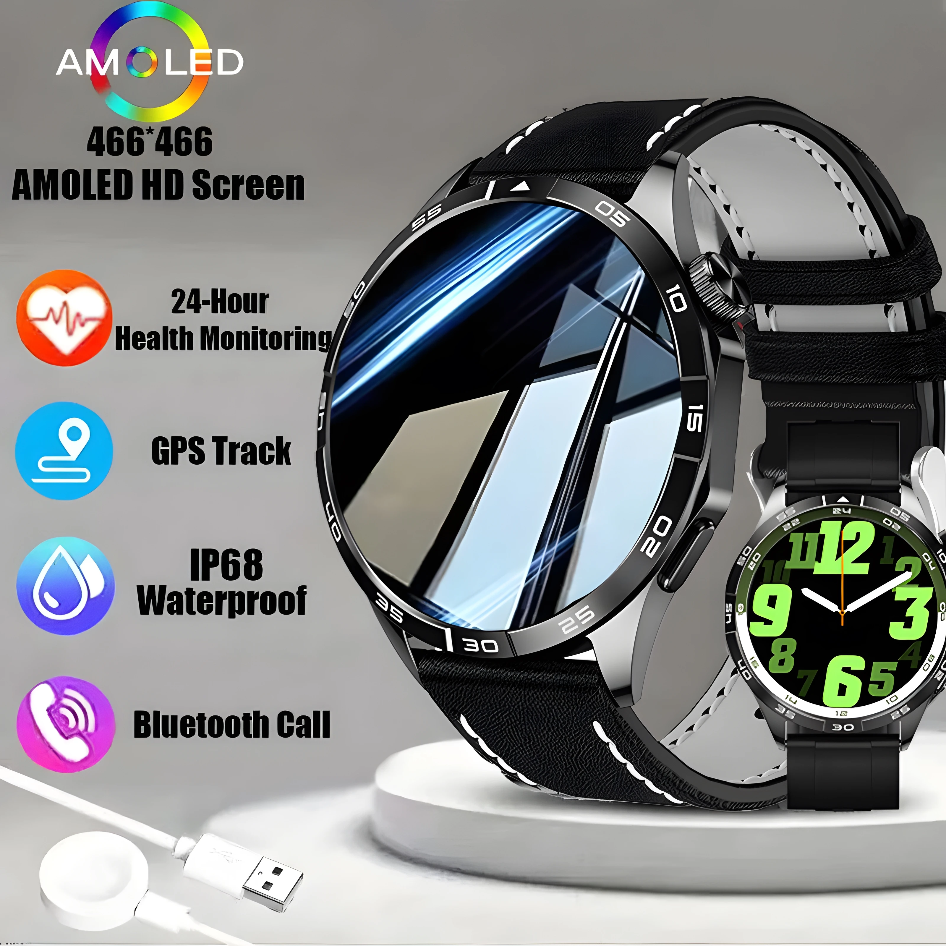 

2024 New Original For HUAWEI GT4 Pro Max Smart Watch Men NFC 466*466 AMOLED HD Screen Always Display Bluetooth Call SmartWatch