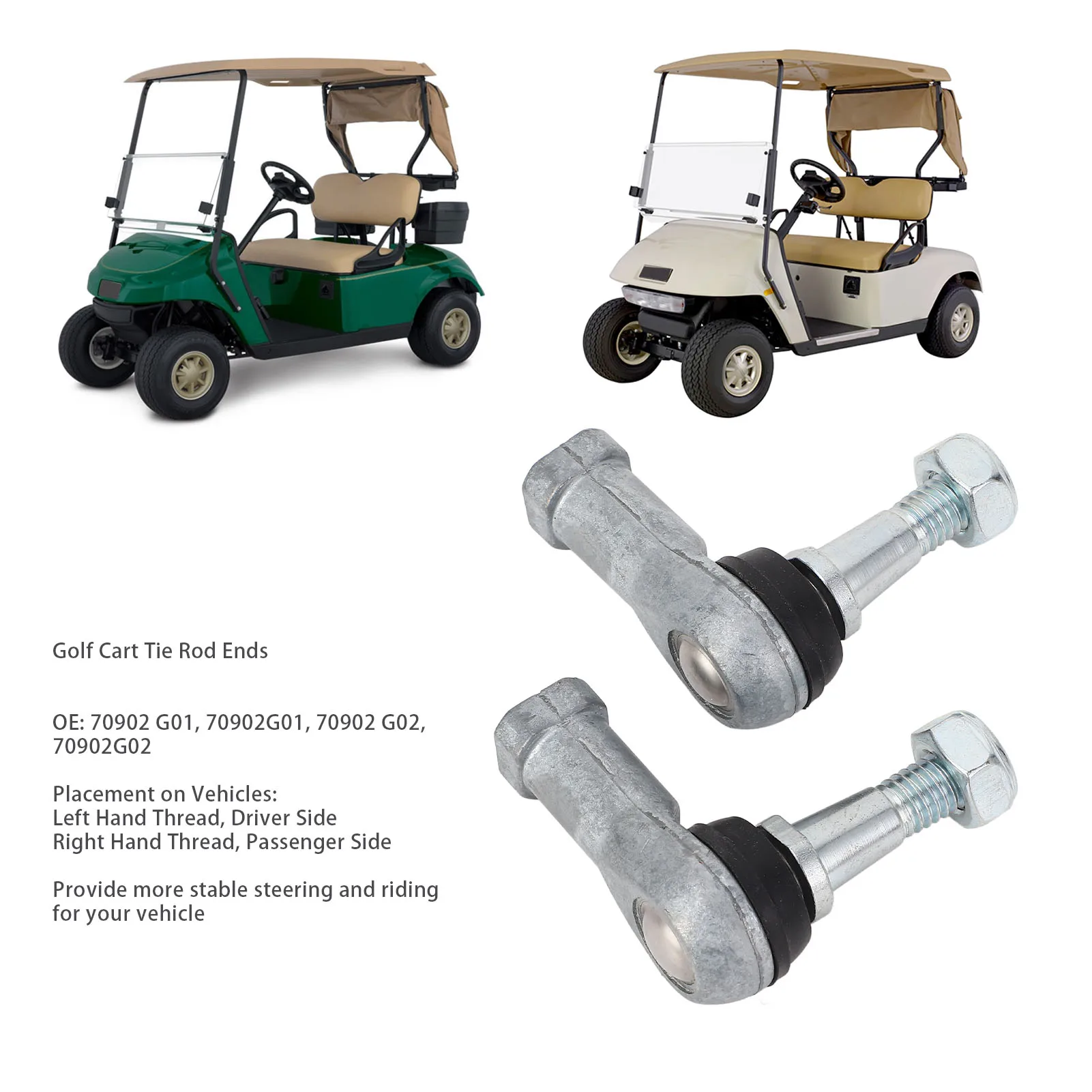 70902G02 Sepasang Ujung Batang Kemudi Gerobak Sisi Pengemudi dan Penumpang 70902G01 untuk Gerobak Gas Listrik TXT 2001 dan Lebih Tinggi