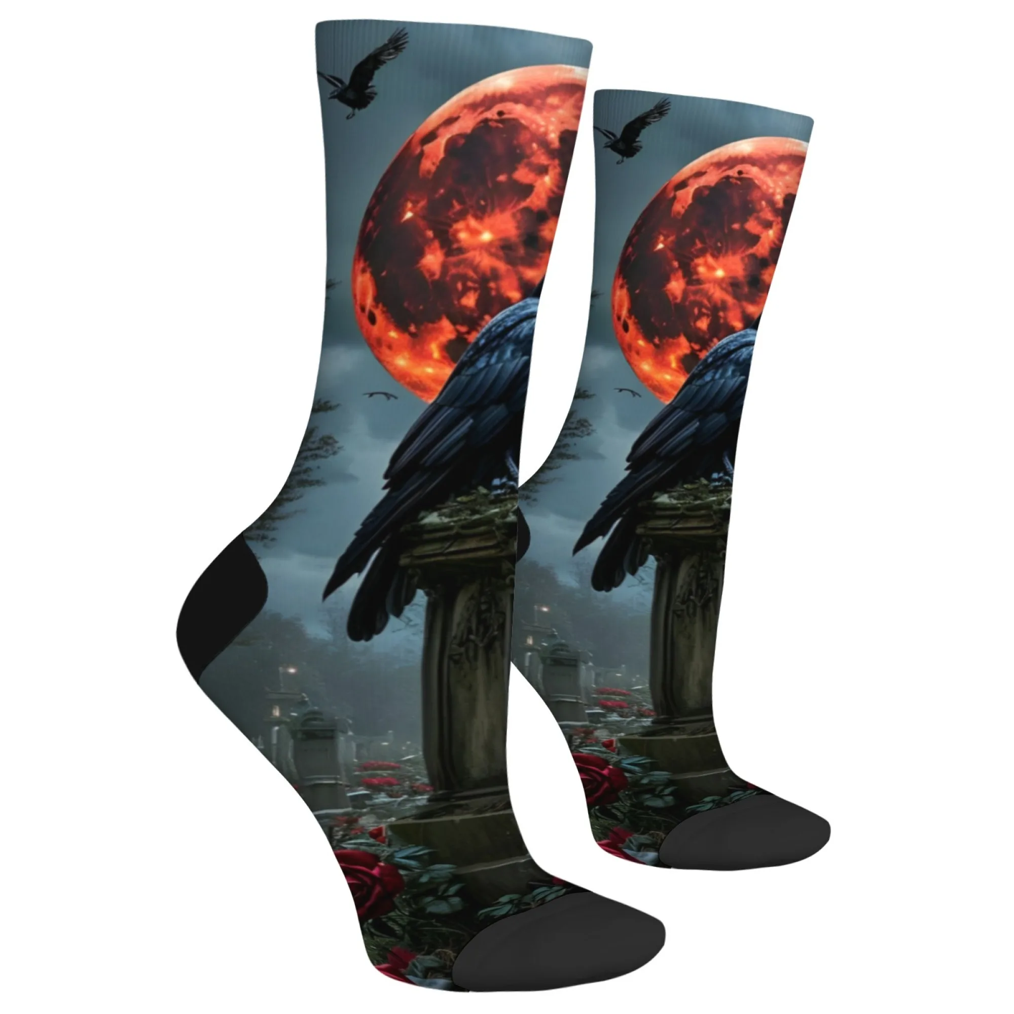 Загадочная ворона, модные носки в стиле ретро, темные готические носки, сумасшедшие уличные носки в стиле хип-хоп, новинка, забавные компрессионные носки, подарок на праздник