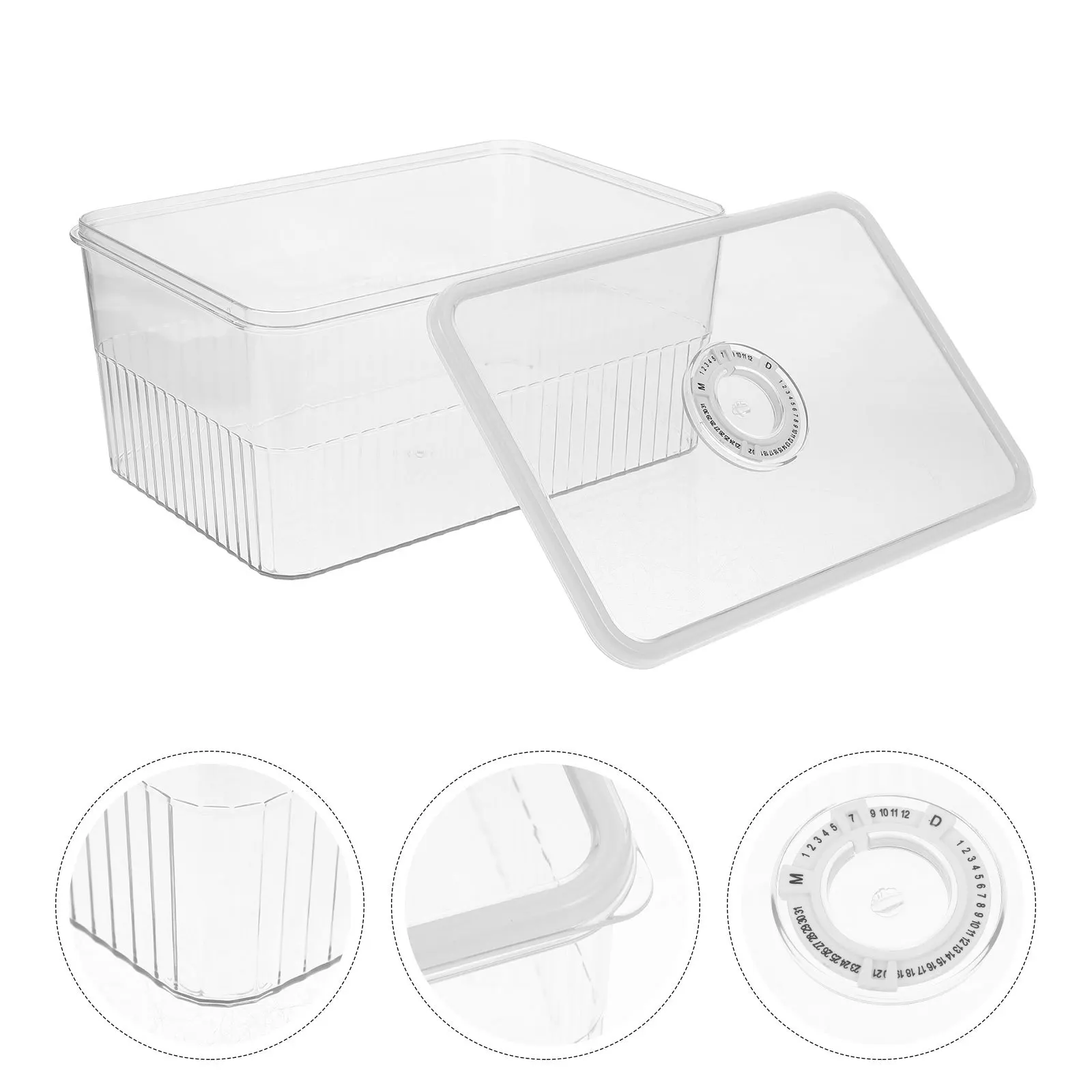 

1 шт., коробка для хранения хлеба с крышкой времени, большая емкость, органайзер для холодильника для фруктов, овощей, контейнер для закусок