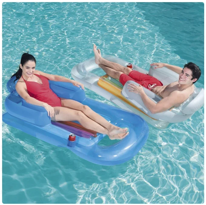 Inflatable Floating Bed with Light Strip, Outdoor Swimming Floating Bed, Sea Inflatable Floating Row, Portable Swimming Ring