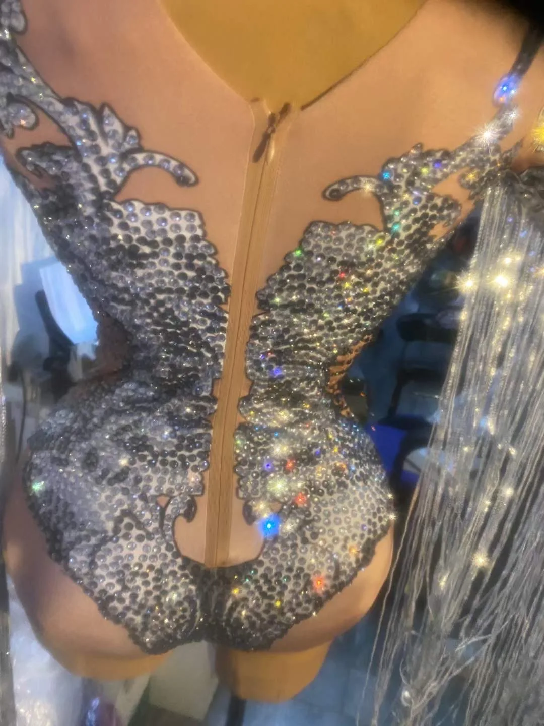 Błyszczące body damskie z kryształkami i cyrkoniami, seksowne z frędzlami, na pole dance, występy sceniczne, imprezy, do klubów nocnych i barów, kolekcja 2026