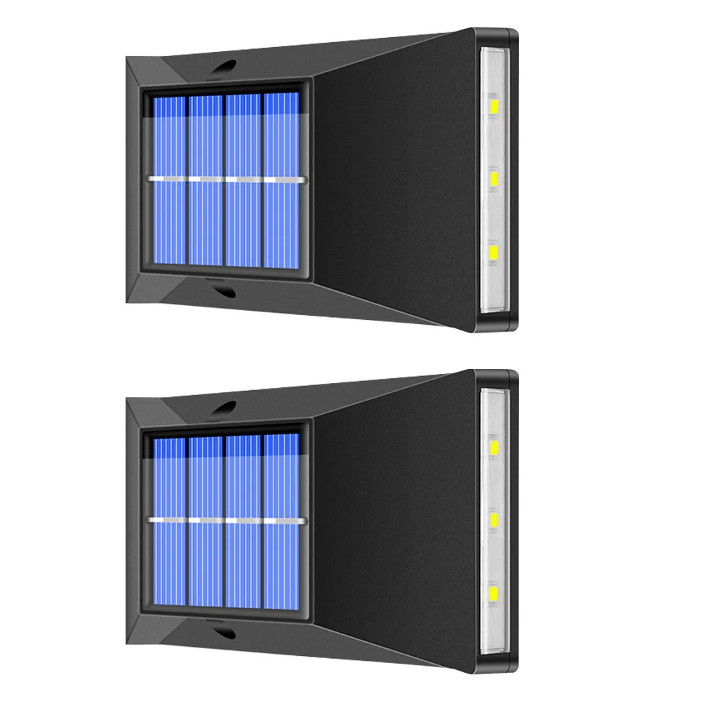 2 قطعة ضوء الجدار الزخرفية الشمسية في الهواء الطلق حديقة سياج مصباح LED ضوء دائم مصباح بعمود خارجي #2