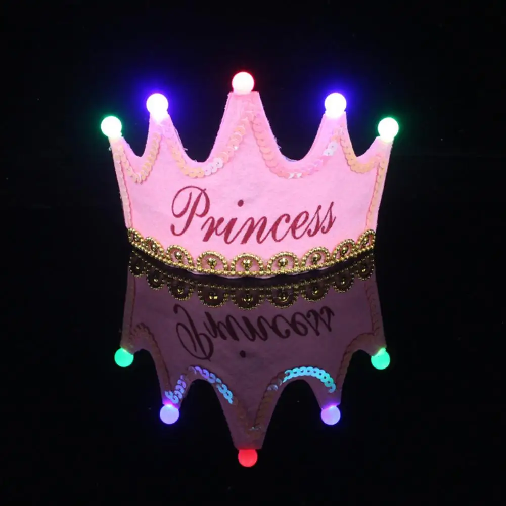 Princess Birthday Accessories King Crown for Children Sparkling Led Crown Hair Hoop Vibrant Non-woven for Children's for Fun