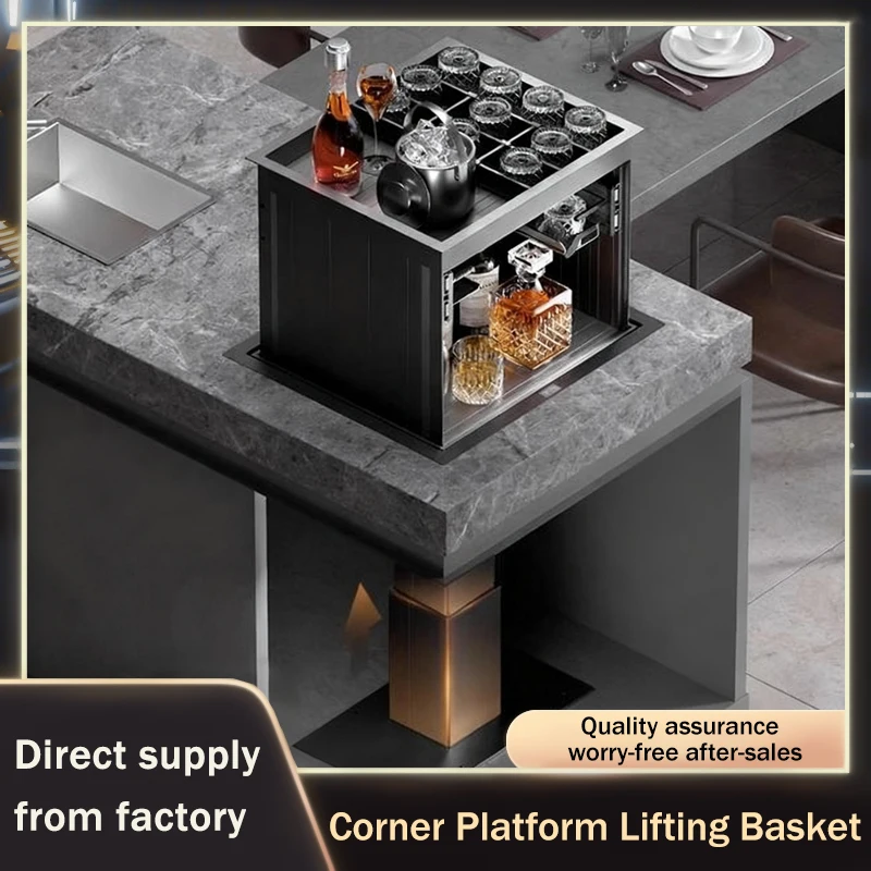 

Summit Smart Electric Voice Control Lifting Corner Wine Cabinet Hidden Condiment Storage For High End Kitchen Island Bar Villa