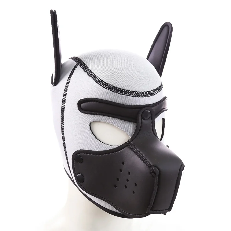 New Fashion 5 Colour Latex Rubber Padded Dog Mask Hood with Adjustable Collar for Men Women Puppy Cosplay and Role Play