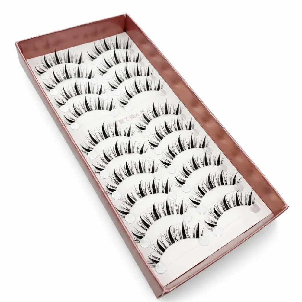 Damen Beauty Soft Manga Lashes Natural Long Anime Eyes Lashes Wispy Strip Fake Lashes Augen-Make-up