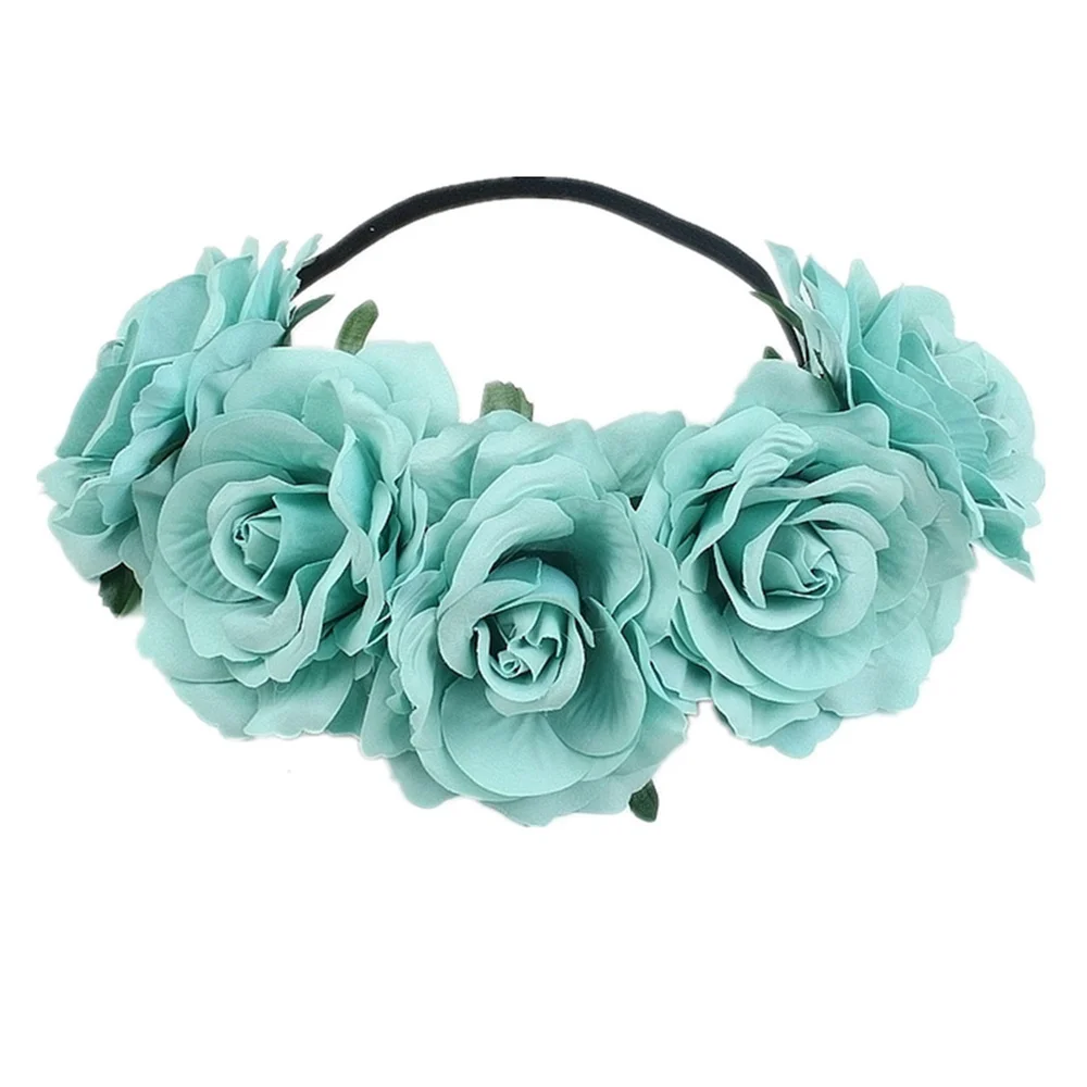 Women Bohemia Handmade Floral Headband Big Rose Flower Hairband Accessories Girls Bridemaids Wreath Party Hair Ornaments Floral