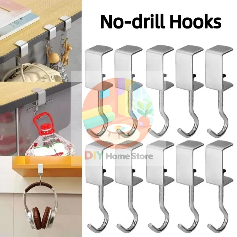 Durable Extra-Thick Backpack Hook 2/5 Pcs No-Adhesive Adjustable Bag Hanger for Desk Dorm Office School