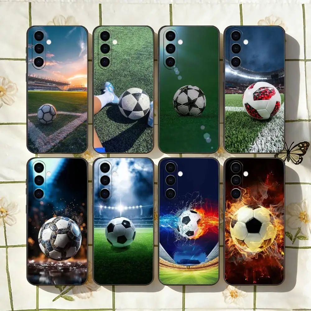 Football Sport Soccer Phone Case Black Silicone Soft For Samsung Galaxy A73,A72,A71,A70,A53,A52,A51