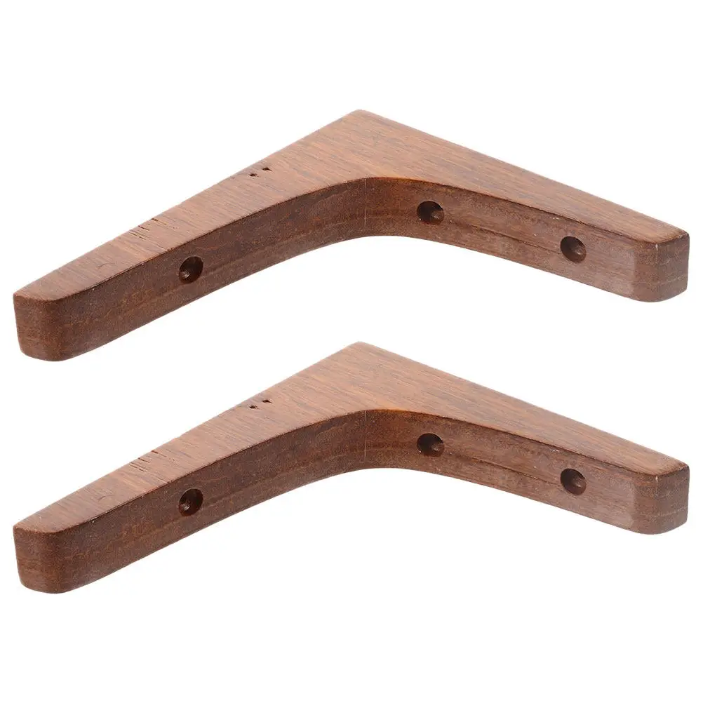 2Pcs Bamboo Wood Shelf Bracket Heavy Duty Corner Support Holder Floating Shelf Mount Display Storage for Bedroom Kitchen Office