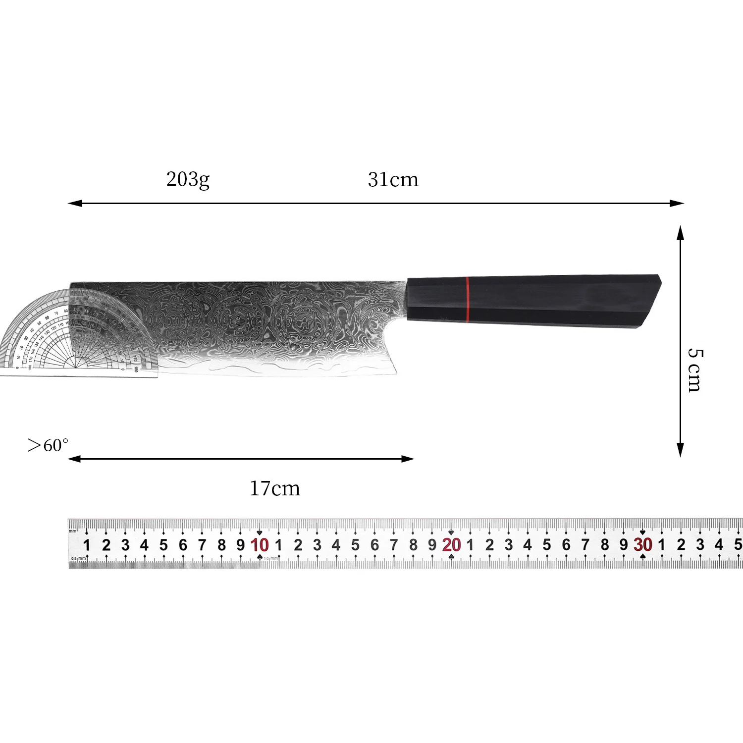 6.7 Inch Nakiri Knife 67 Layers Damascus Steel 10Cr15CoMoV Blade Sharp Chef Cleaver Slicing Japanese Kitchen Knife G10 Handle