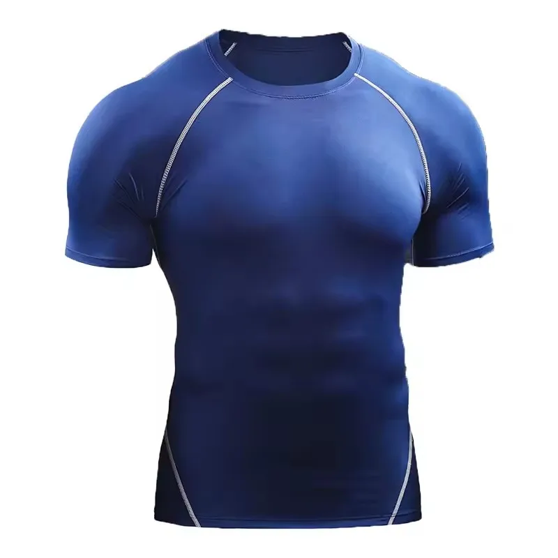 Compressie-T-shirt voor heren Zomersportkleding Hardloop-T-shirt Elastisch Sneldrogend Sporttops Tee Atletische Gym Workout T-shirts Heren