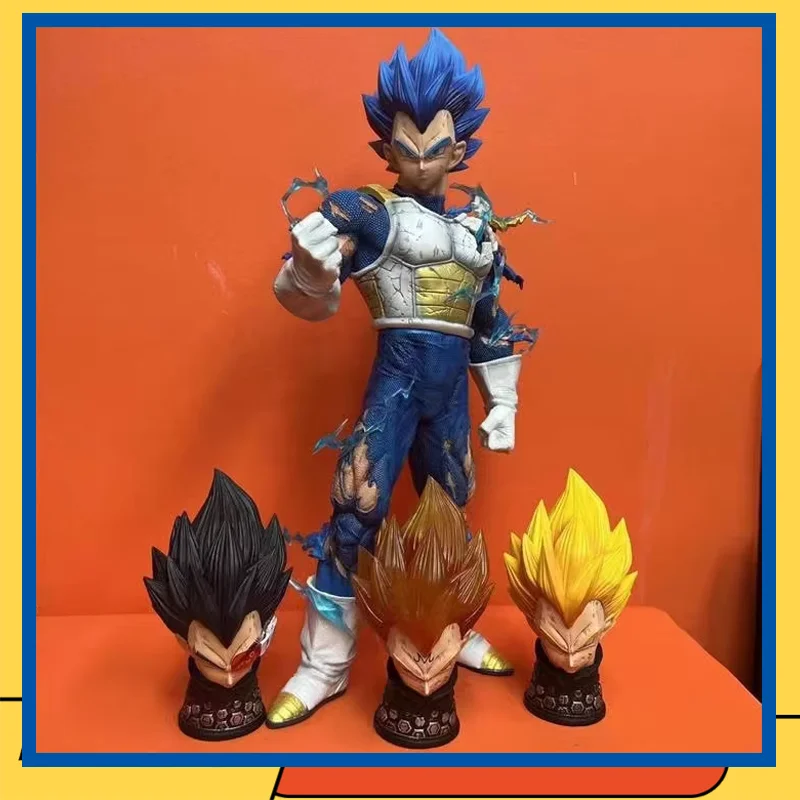 

46cm Dragon Ball: Super Saiyan Vegeta - 4 Head Sculpts (Glow-In-The-Dark Red Hair Head) Anime Figure Model Statue Collection Toy