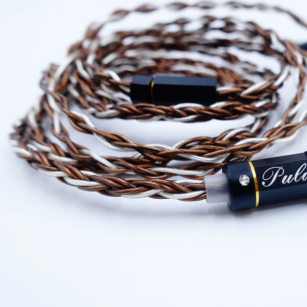 Pula 8 CONDUCTOR สายสัญญาณเสียงพรีเมี่ยม, หูฟัง6N หูฟังสเตอริโอโอ OCC ชุบเงิน2.5 3.5ปลั๊ก4.4มม. MMCX 0.78มม. ขั้วต่อ2ขา