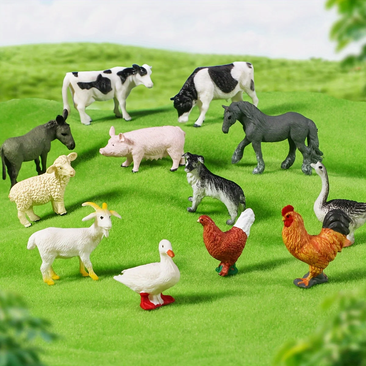 Small Farm Wild Animal Model Lion Tiger Sheep Pig Dog Action Figures PVC Lovely Miniature Playset Education Kid Toys Gift