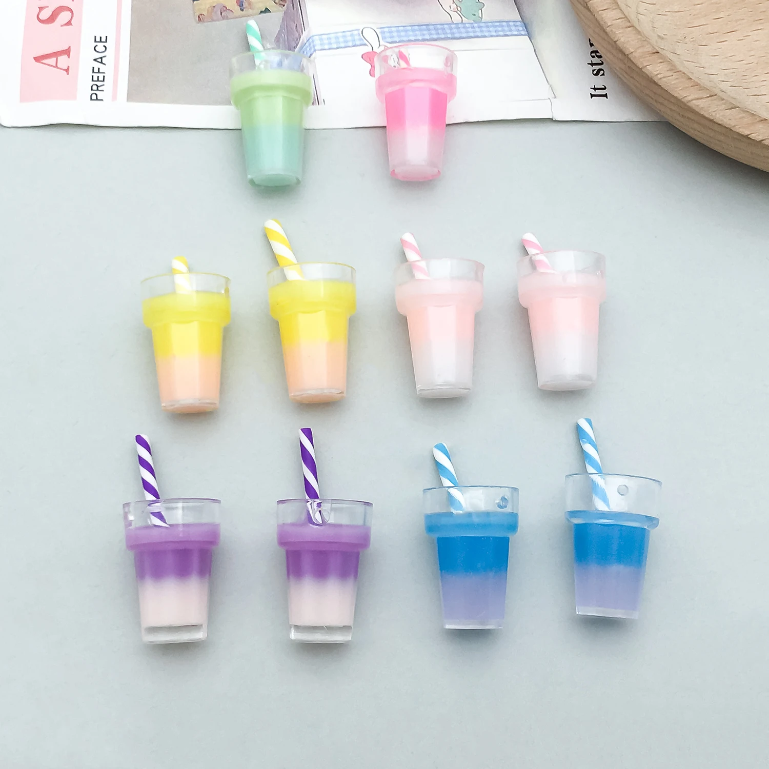 5 uds/10 Uds. Taza de batido de resina perla té de la leche fabricación de joyería DIY llavero pendientes dijes para joyería pulseras collar