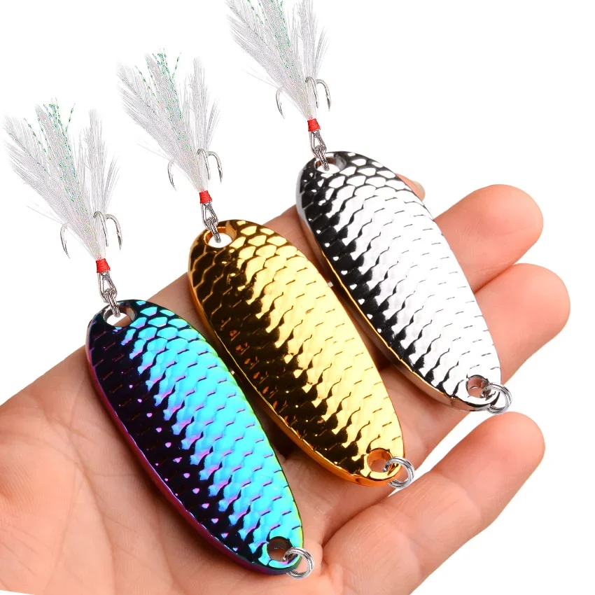 1pcs Metal 1.5-20g Colorful Fishing Lures Wobbler Spinner Bait Spoon Artificial Bass Hard Sequin Paillette Metal Steel Hook Lure