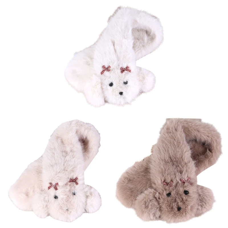 YUYU Winter Neck Warmer Neck Wrap Fleecy Furry Thicken Scarf Elegant Neck Gaiter