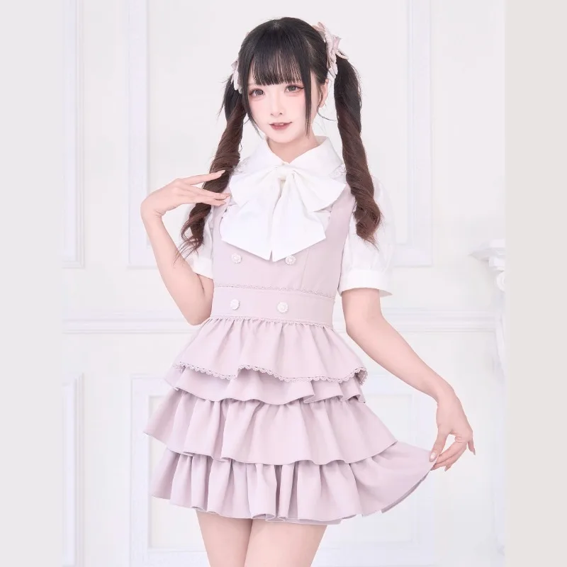 Y2k Chic Design Sense Two-wear Vest Skirt And Shirt Mass-produced Japanese Lolita Subculture Slim-fit Single-breasted Top Blusas